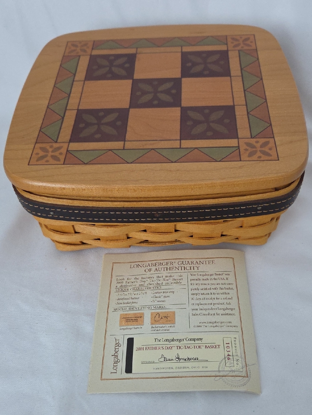 Longaberger Very Rare 2001 Fathers Day Basket with Decorative Checker Top